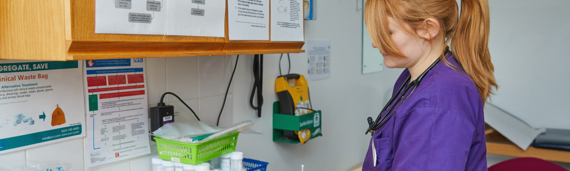 A phot showing Dr Callaghan with blood taking equipment