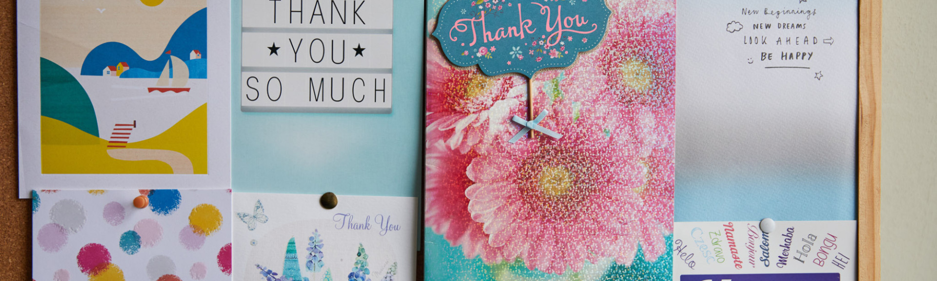 A phot showing a selection of thank you cards
